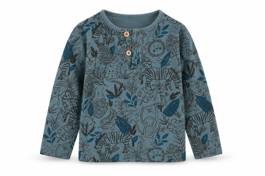 Front view of Tu girls’ green floral basic t-shirt, size 9-12, months