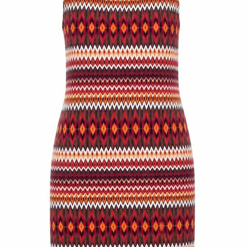 Preworn Womens Red Geometric  Pencil Dress  Size M