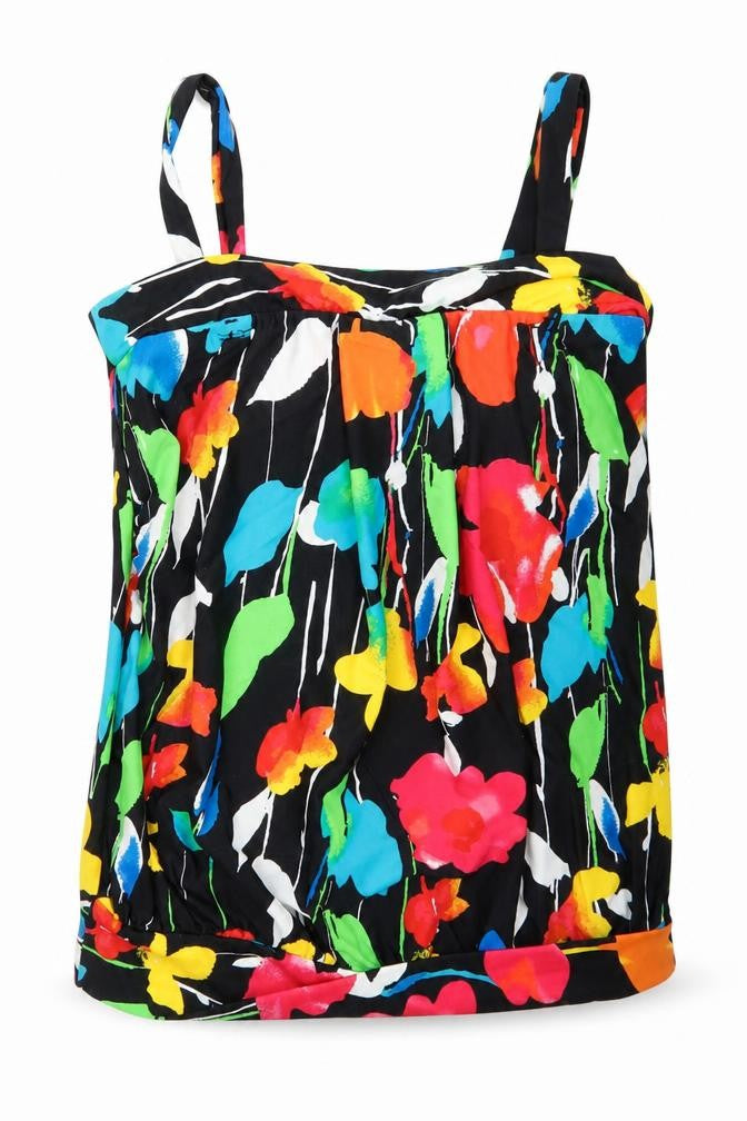 Front view of M&Co women’s black basic tank, size UK 8