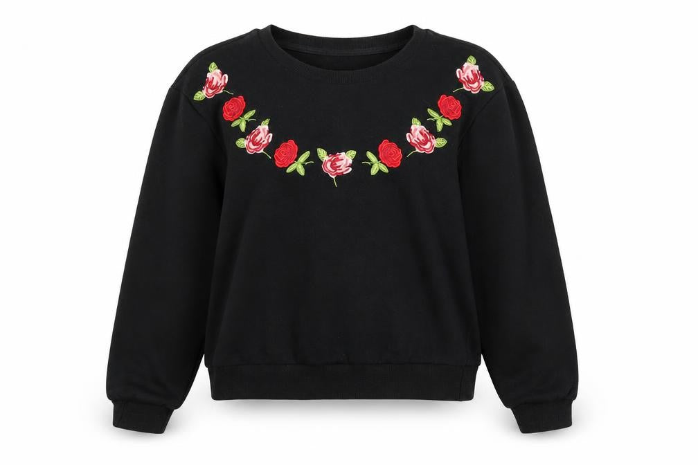 Front view of Daphnea women’s black jumper, size S
