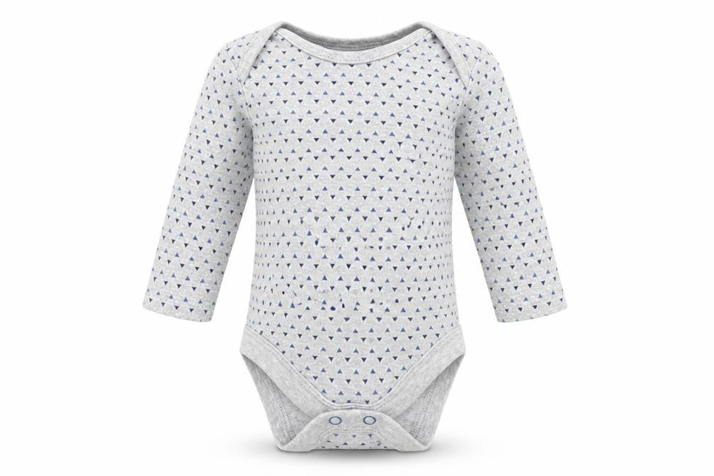 Front view of BHS Baby Grey Romper One-Piece, size 0-3, Months