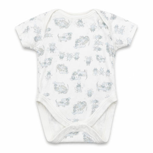 Front view of Next Baby White Romper One-Piece, size 0-3, Months - Dogs & Mice