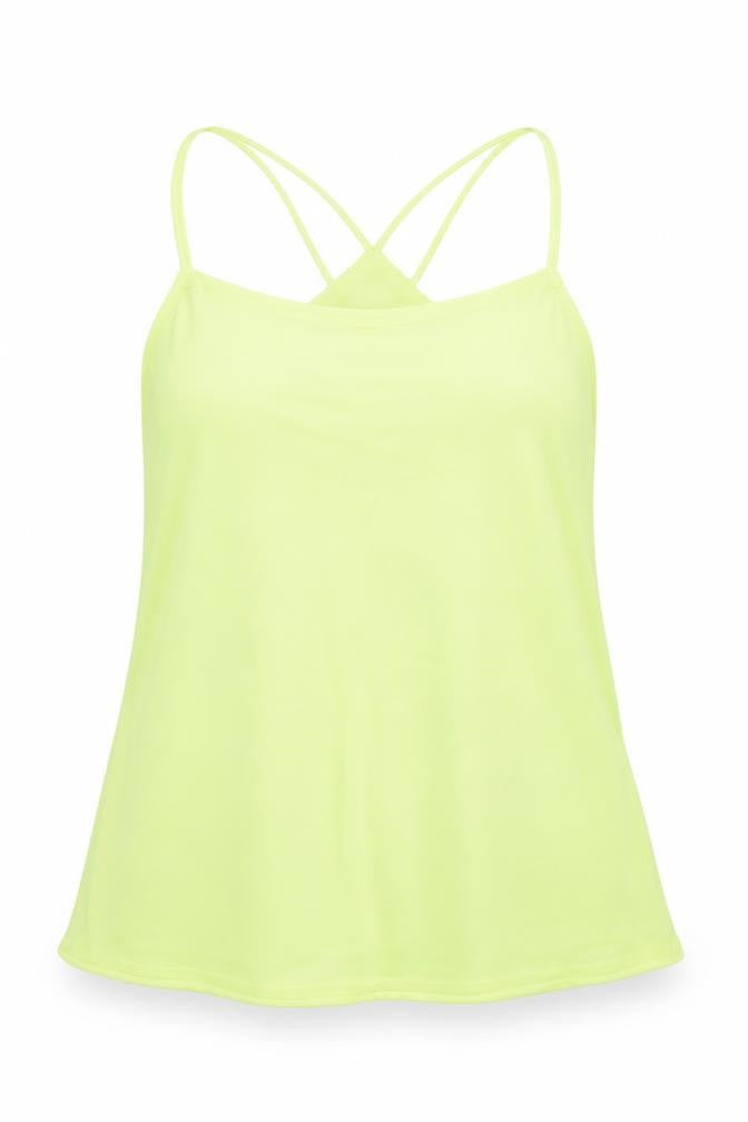 Front view of Quiz women’s yellow camisole tank, size UK 10