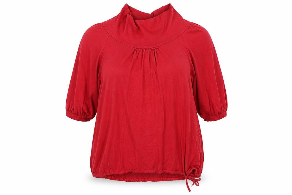 Front view of Jacqueline Riu women’s red basic t-shirt, size M