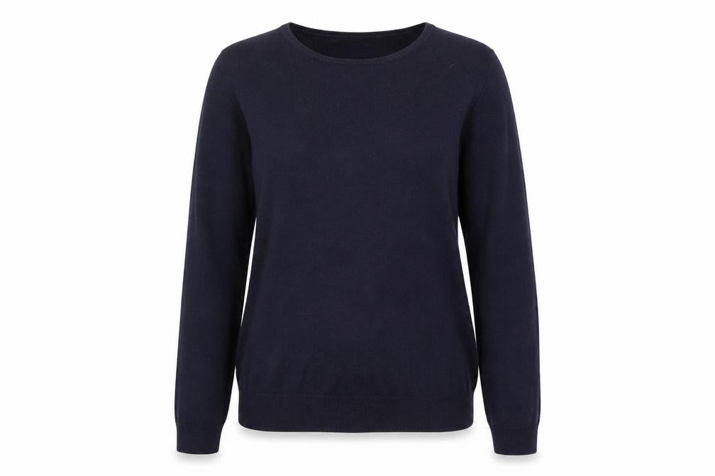 Front view of Marks & Spencer women’s blue jumper, size UK 12