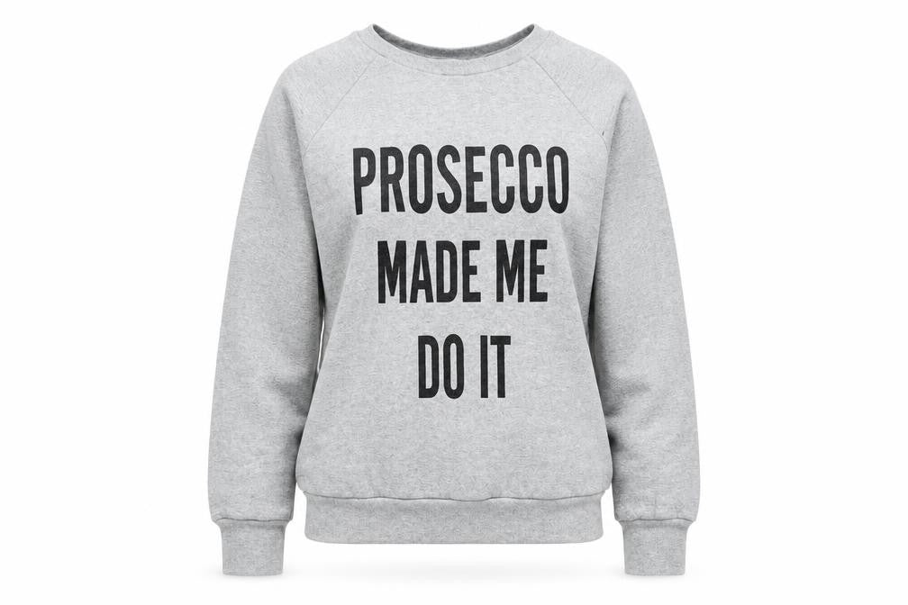 Front view of In the Style women’s grey pullover sweatshirt, size M, - prosecco