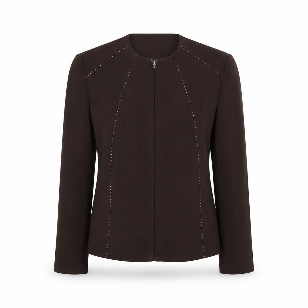 Front view of Draper's & Damon's women’s brown jacket suit jacket, size S