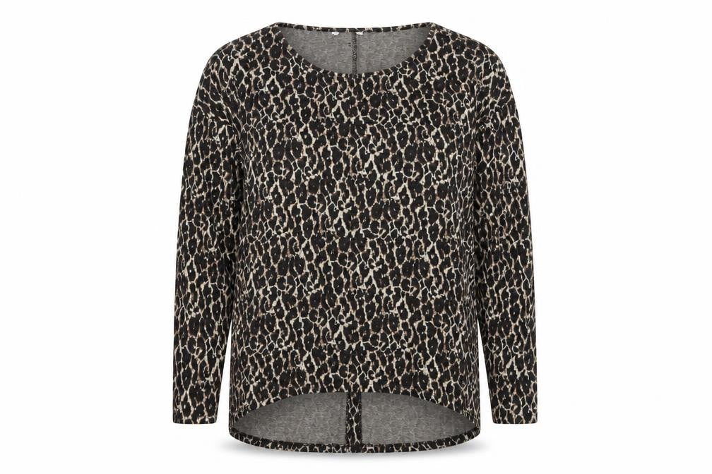 Front view of Next women’s brown animal print jumper, size UK 12