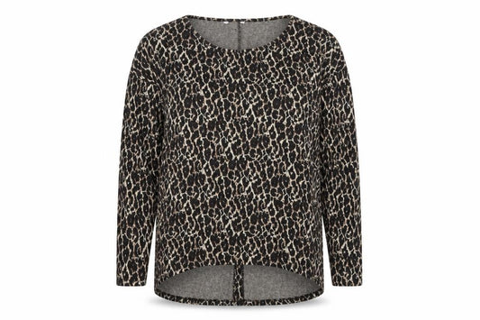 Front view of Next women’s brown animal print jumper, size UK 12
