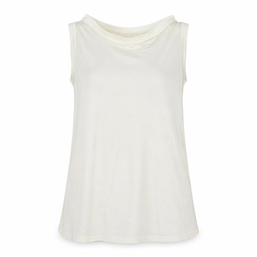 Front view of Essentials look women’s ivory basic tank, size M