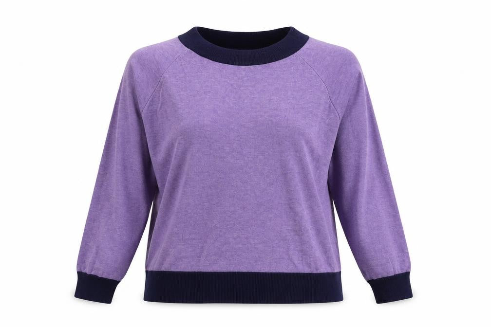 Front view of M&Co women’s purple jumper, size UK 14