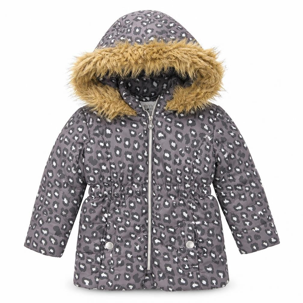 Emoi Girls Grey Animal Print  Parka Jacket Size 3 Years