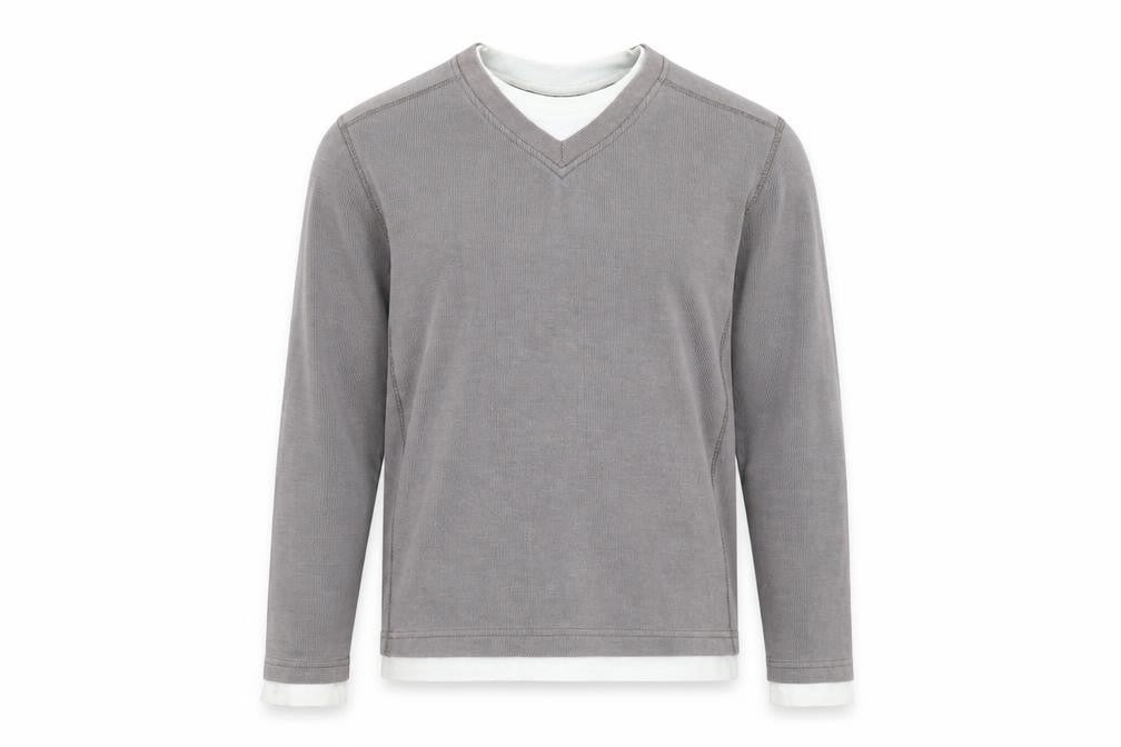 Front view of Simon Clark men’s grey jumper, size M