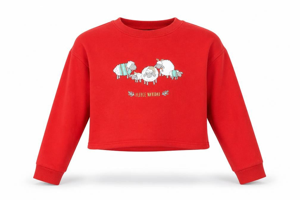 New Look Girls Red   Pullover Sweatshirt Size 9 Years  - sheep, christmas