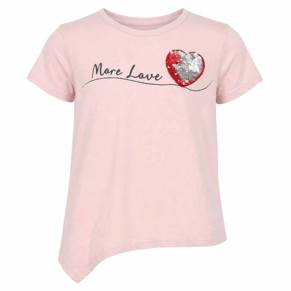 Front view of George girls’ pink basic t-shirt, size 7-8, years