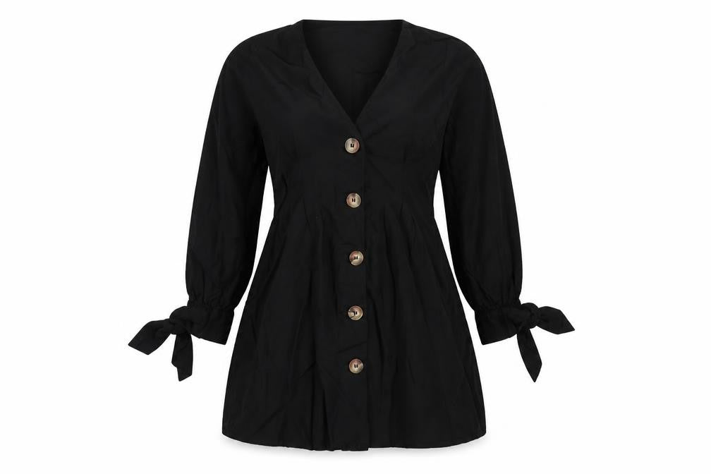 Front view of ASOS women’s black a-line, size UK 2