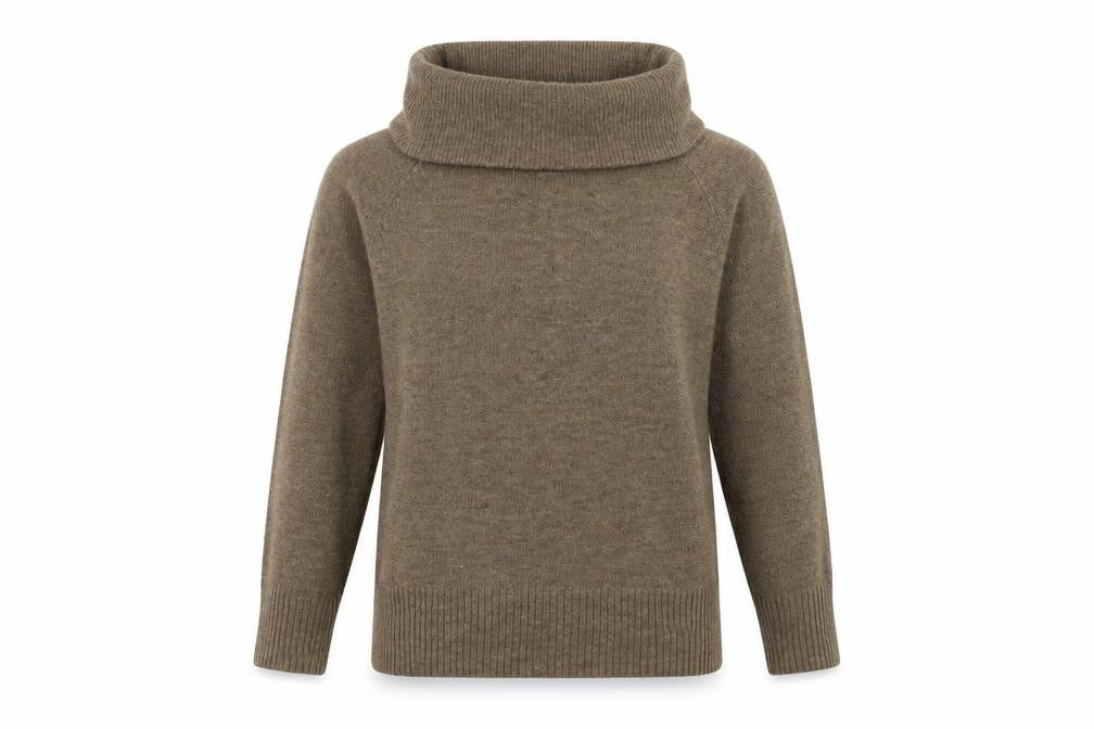Front view of H&M women’s beige pullover sweatshirt, size S