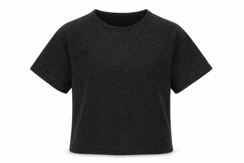 Front view of New Look women’s black basic t-shirt, size M
