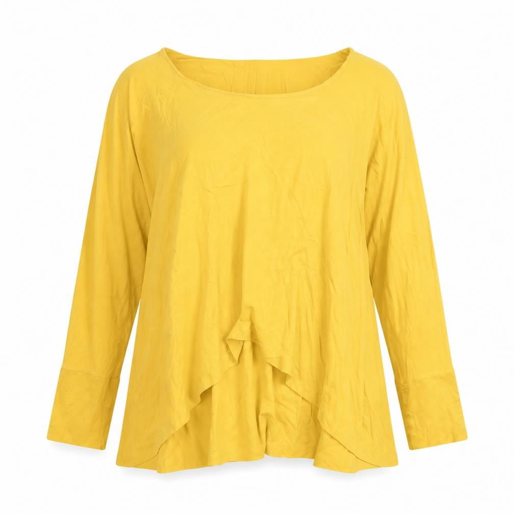 Front view of b.c women’s yellow basic t-shirt, size UK 14