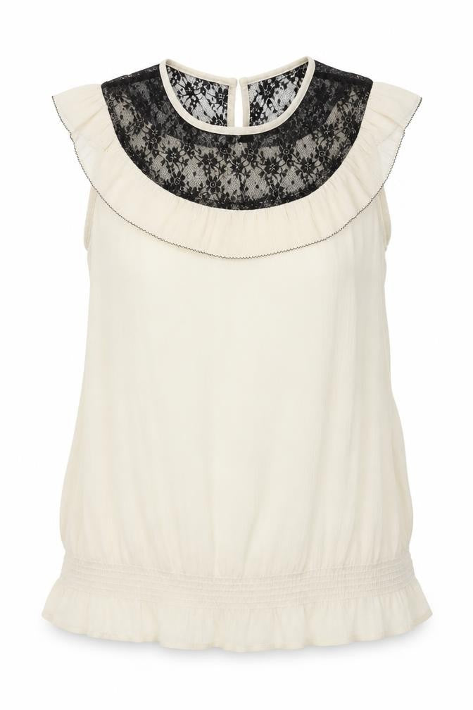 Front view of F&F women’s ivory floral basic blouse, size UK 12