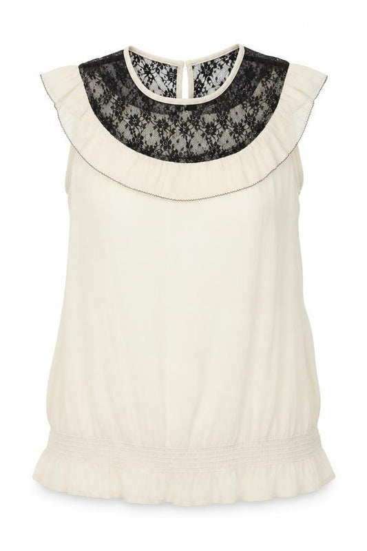 Front view of F&F women’s ivory floral basic blouse, size UK 12