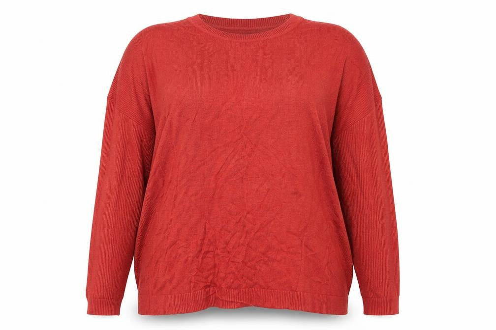 Front view of Marks & Spencer women’s orange jumper, size UK 22