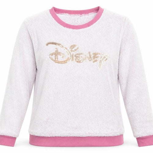 Disney by Love to Lounge Womens Pink Solid   Pyjama Top Size M  - Disney in sequins Fluffy
