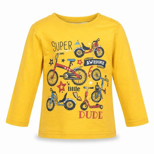 Baby M&Co Boys Yellow   Basic Casual Size 12-18 Months  - Bicycles Super Awesome Dude