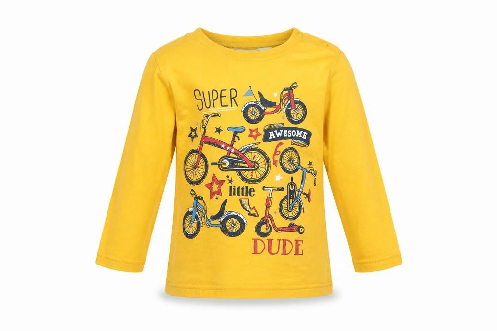 Baby M&Co Boys Yellow   Basic Casual Size 12-18 Months  - Bicycles Super Awesome Dude