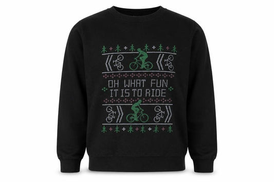 Front view of Awdis men’s black pullover sweatshirt, size S, - christmas bicycle