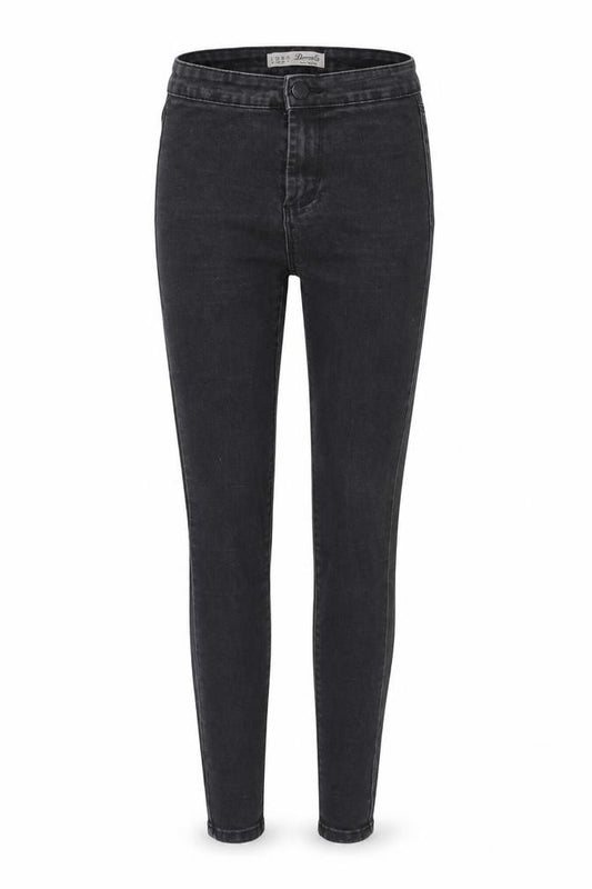 Front view of Denim Co women’s black skinny jeans, size UK 4, 28-inch leg