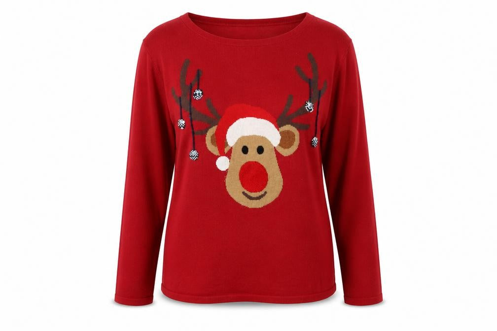 Front view of Next women’s red jumper, size UK 8