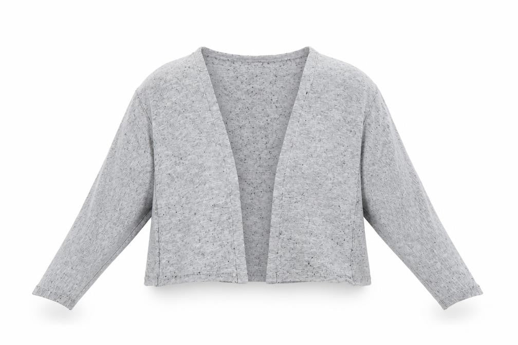 Front view of Marks & Spencer women’s grey cardigan jumper, size UK 18