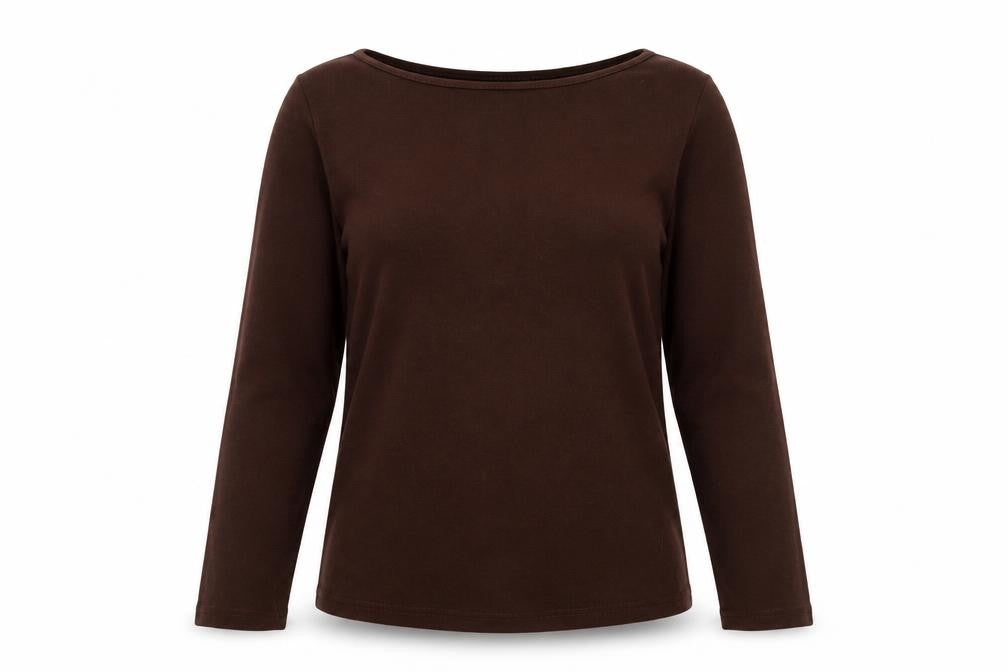 Front view of Zanzea women’s brown jumper, size M