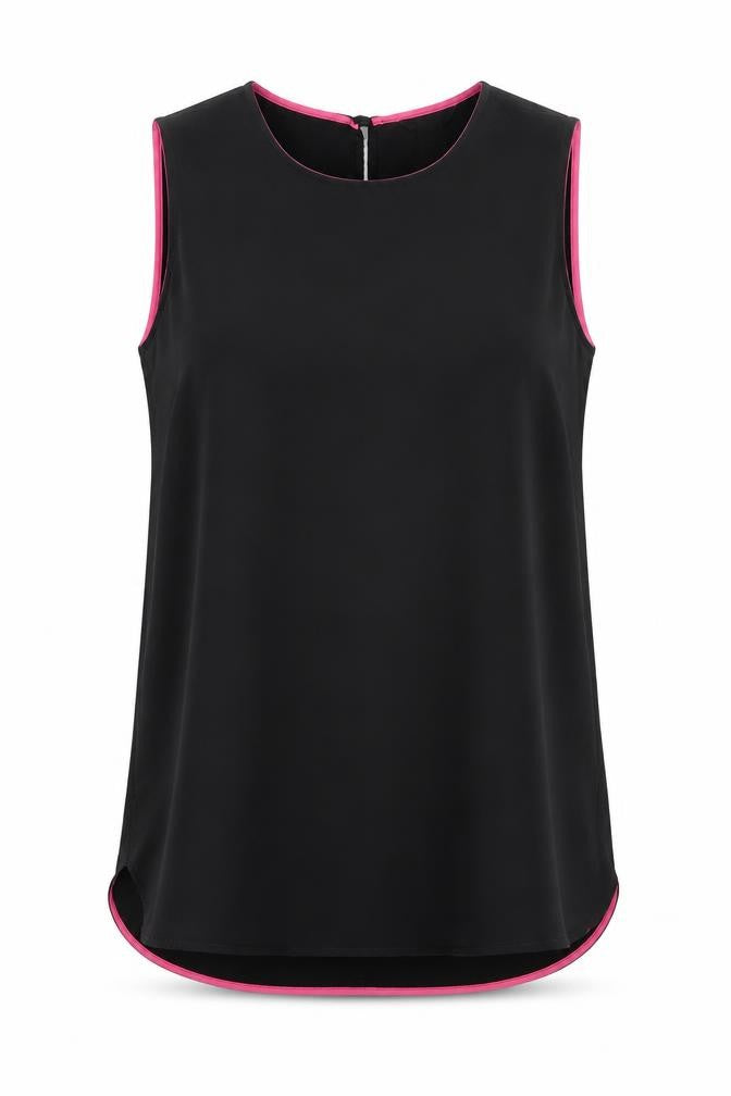 Front view of H&M women’s black basic blouse, size UK 14