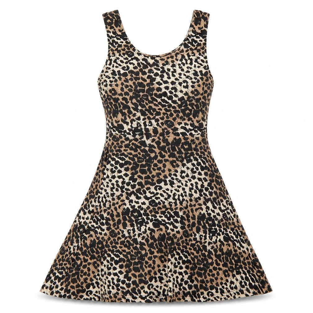 Front view of Atmosphere women’s brown animal print a-line, size UK 10