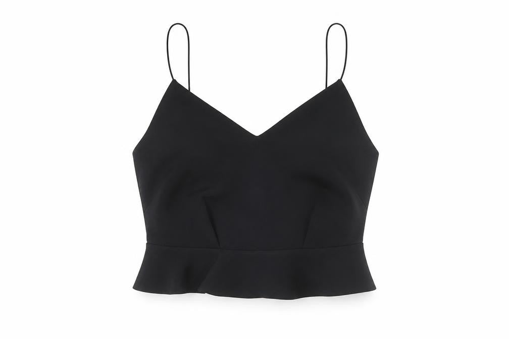 Front view of River Island women’s black basic blouse, size UK 10