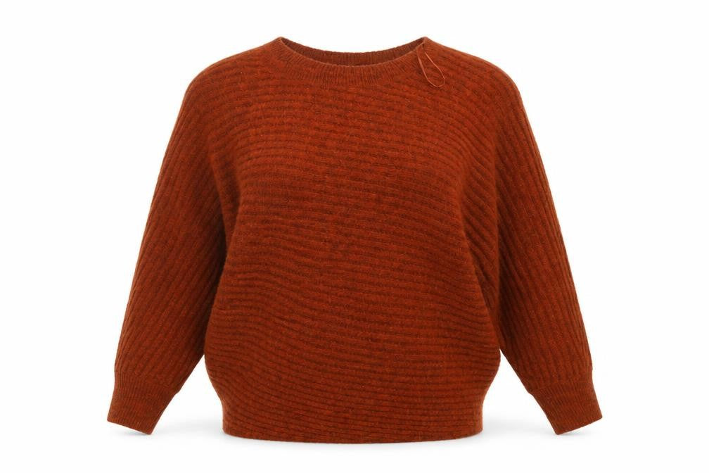 Front view of F&F women’s orange jumper, size UK 6