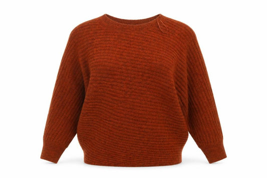 Front view of F&F women’s orange jumper, size UK 6