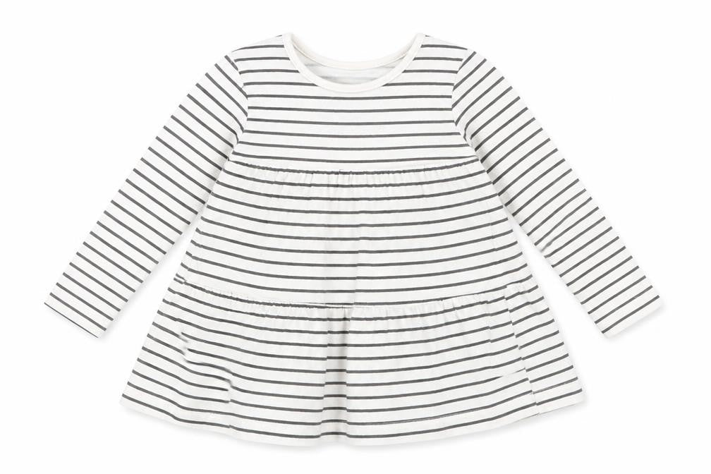 Front view of Primark girls’ multicoloured striped a-line, size 9-12, months