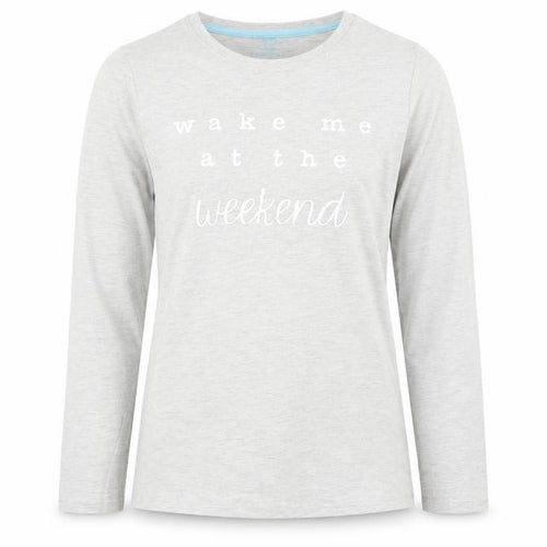 Primark Girls Grey Solid   Pyjama Top Size 11-12 Years  - WAKE ME UP AT THE WEEKEND