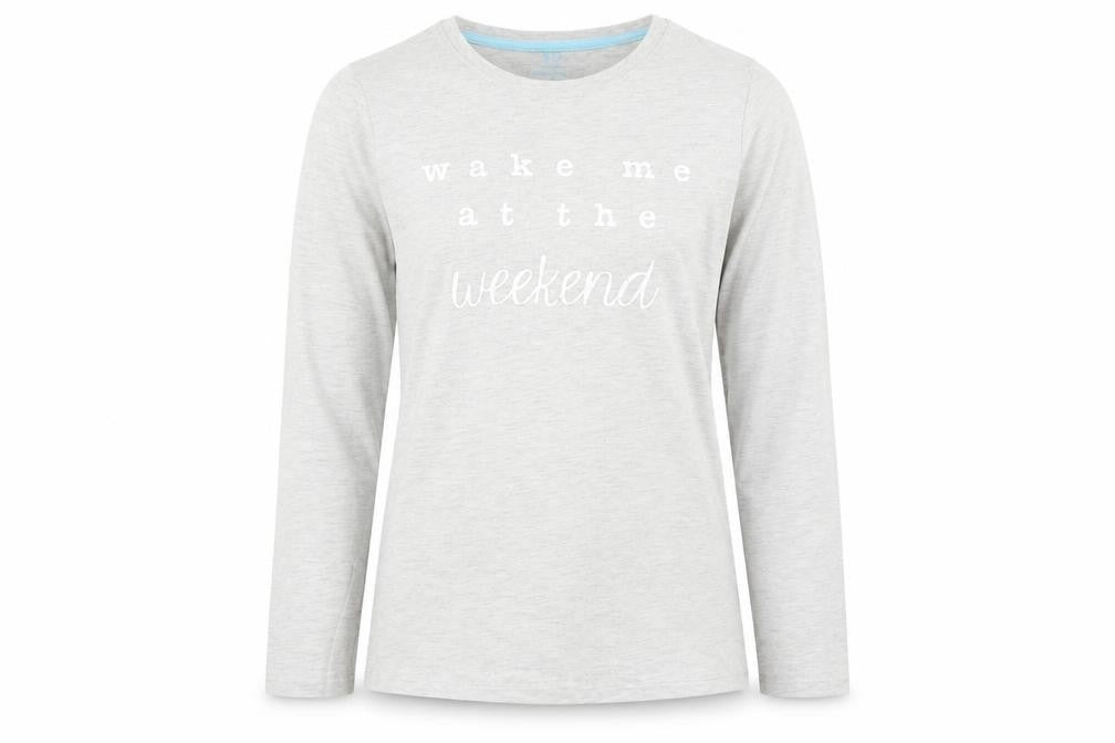 Primark Girls Grey Solid   Pyjama Top Size 11-12 Years  - WAKE ME UP AT THE WEEKEND