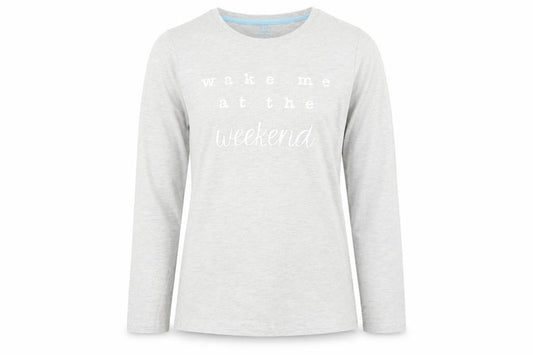 Primark Girls Grey Solid   Pyjama Top Size 11-12 Years  - WAKE ME UP AT THE WEEKEND