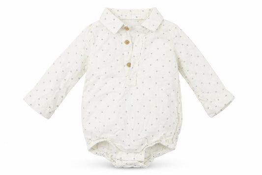 Front view of Tu Baby White Geometric Leotard One-Piece, size 9-12, Months