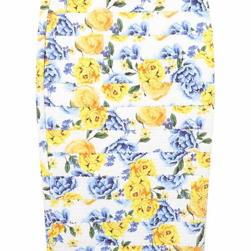 New Look Womens White Floral  Pencil Dress  Size 10