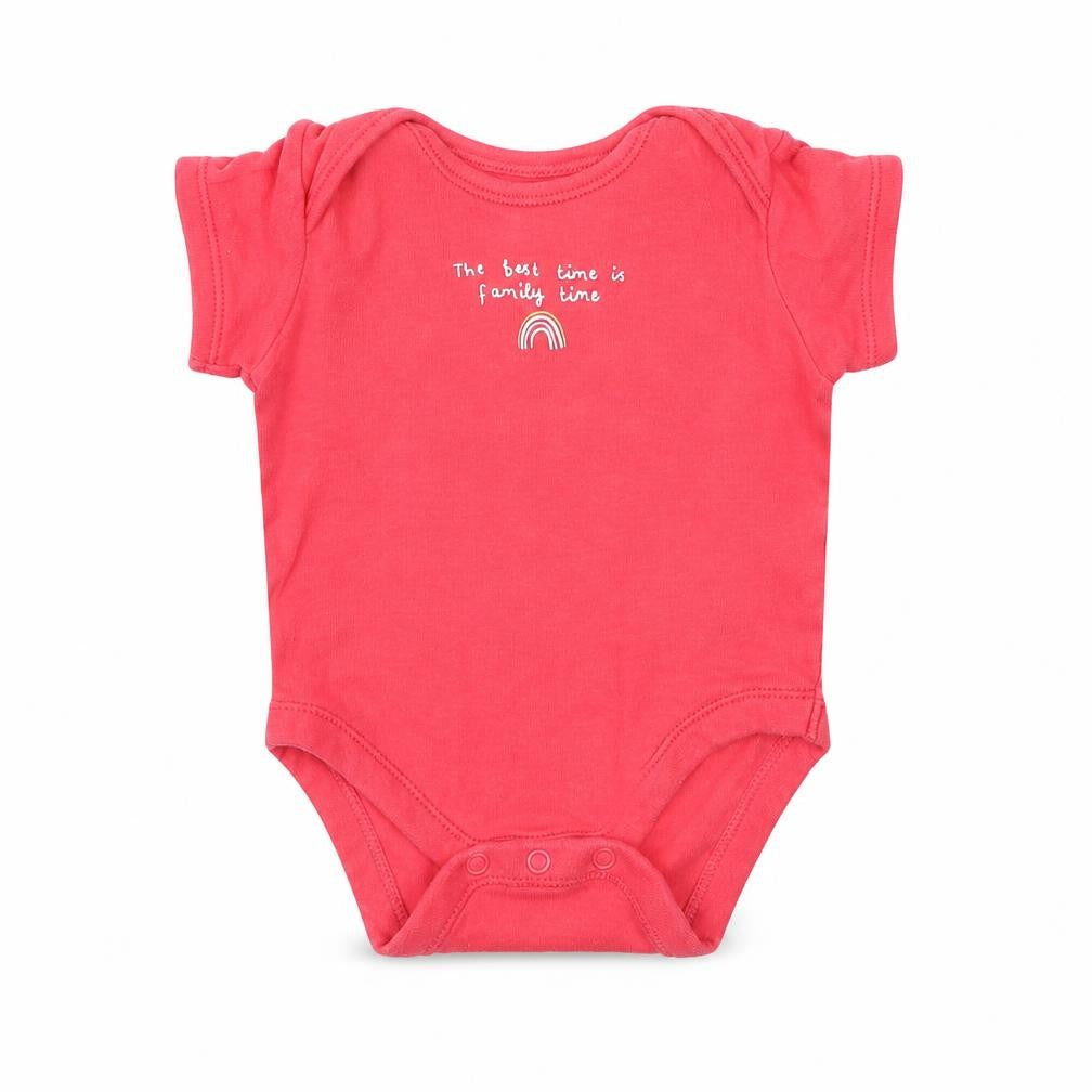 George Girls Pink   Babygrow One-Piece Size 6-9 Months  - The best time is family time Rainbow