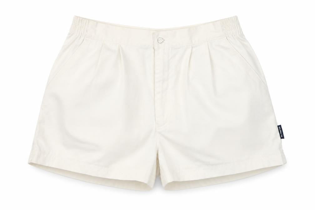 Front view of Olympus women’s white cargo shorts, size XL