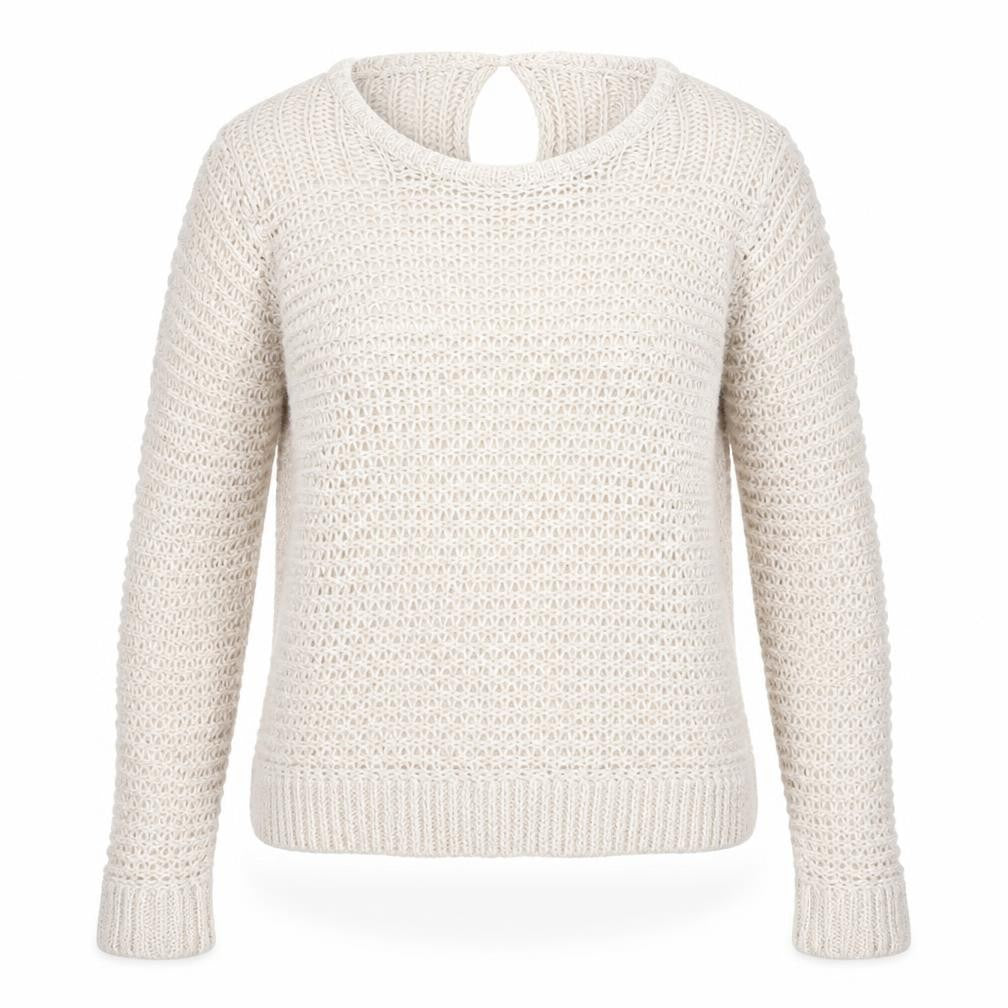 Front view of Dorothy Perkins women’s beige knit jumper, size UK 12