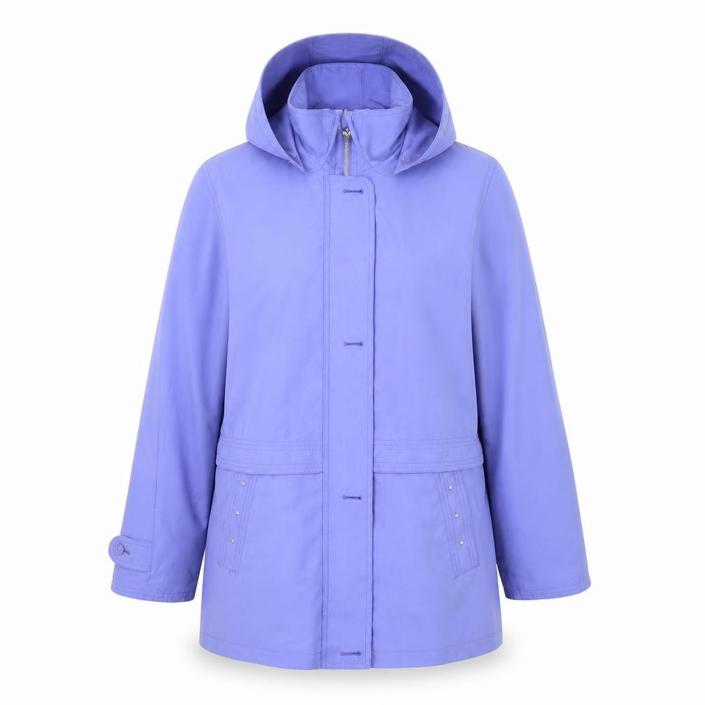 Front view of Telemac women’s purple jacket coat, size M