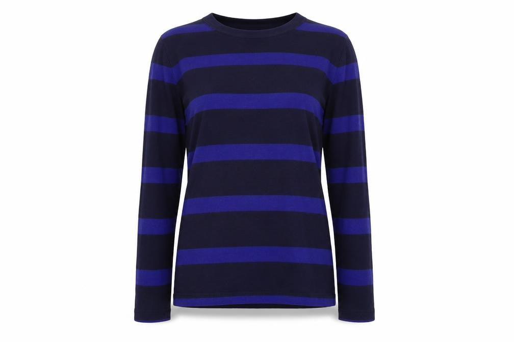 Front view of Gap women’s multicoloured striped jumper, size XS